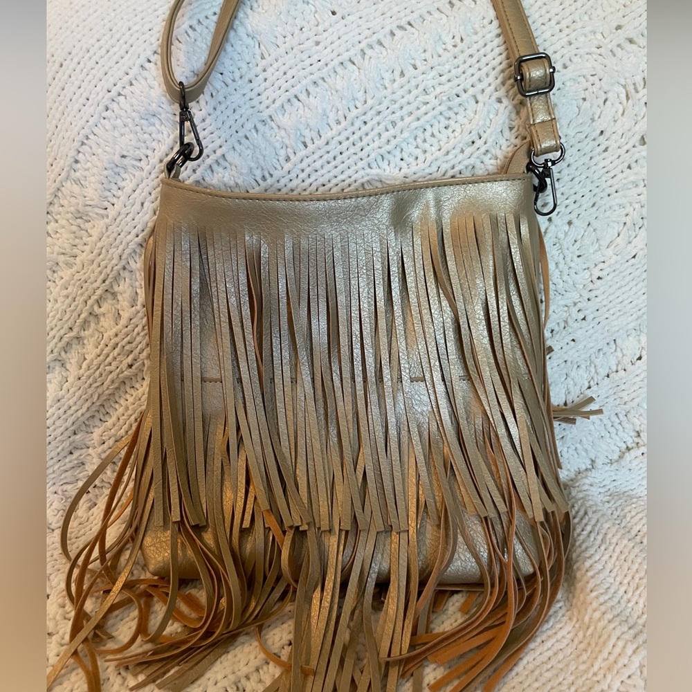 Fringe Tan Crossbody Bag